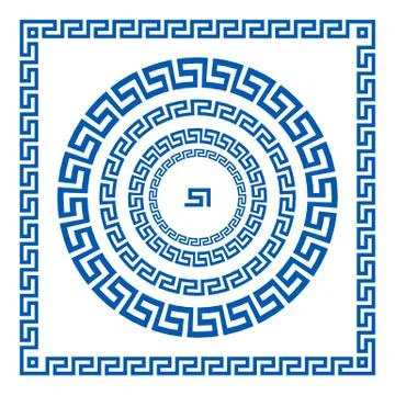 Set of vector brushes to create Greek Meander patterns and samples of their.. Stock Illustration
