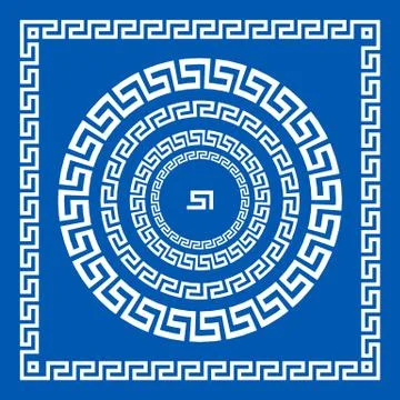 Set of vector brushes to create Greek Meander patterns and samples of their.. Stock Illustration