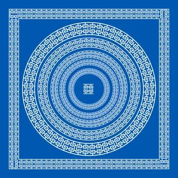 Set of vector brushes to create Greek Meander patterns and samples of their.. Stock Illustration