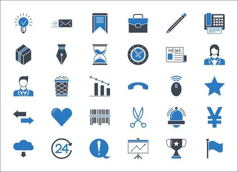 Set vector business, banking and finance icons blue Illustrazione stock