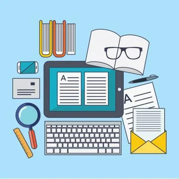 Set of vector business concept design flat line Stock Illustration