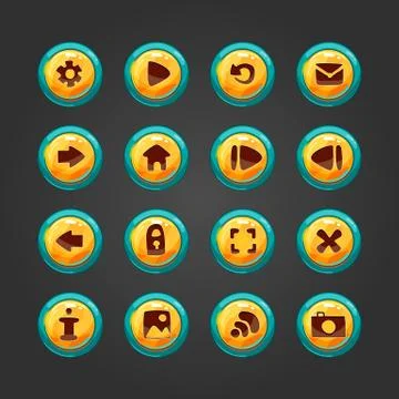 Set of vector button for game design. Stock Illustration