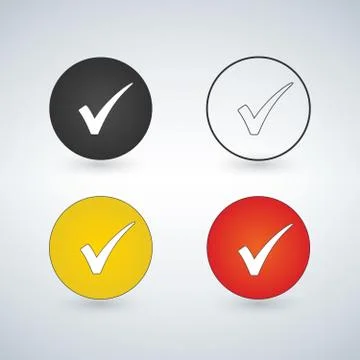 Set of vector buttons with check marks or ticks. checkbox. Web and mobile Stock Illustration