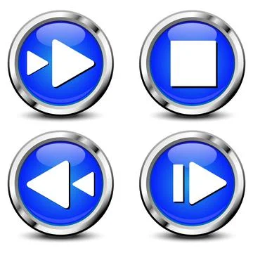 Set of vector buttons for music/video player on white Stock Illustration