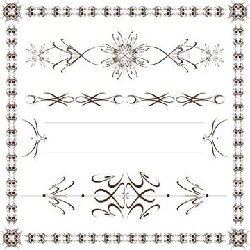 Set vector calligraphic design elements and frame イラスト素材