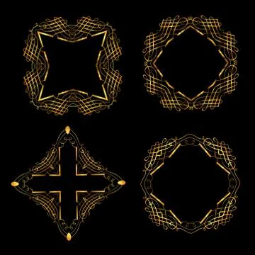 Set of vector  calligraphical   frames 스톡 일러스트