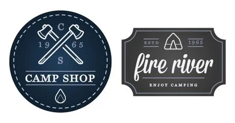 Set of Vector Camping Camp Elements and Outdoor Activity Icons Illustration c Stock Illustration