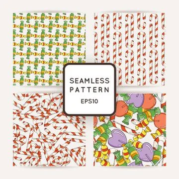 Set of Vector Candy and Lollipop Seamless Patterns Illustrazione stock
