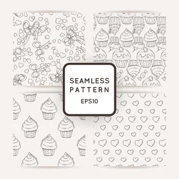 Set of Vector Candy and Lollipop Seamless Patterns Stock Illustration