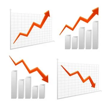 Set vector chart graph positive, negative infographic Illustrazione stock