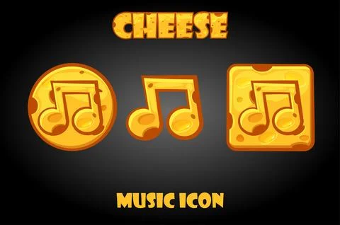 Set of vector cheese music buttons for menu. Illustrazione stock
