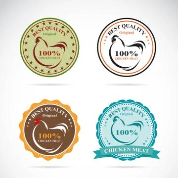 Set of vector an chicken label on white background Stock Illustration