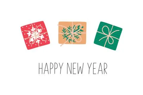 Set of vector Christmas gift box. The view from the top. Happy new year greeting Illustrazione stock