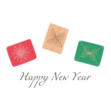 Set of vector Christmas gift box. The view from the top. Happy new year greet Stock Illustration