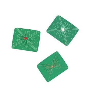 Set of vector Christmas gift box. The view from the top. Happy new year greet Stock Illustration