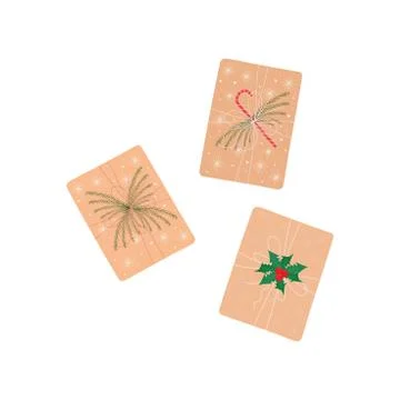 Set of vector Christmas gift box. The view from the top. Happy new year greet Stock Illustration