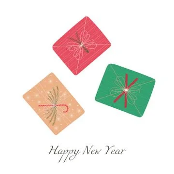 Set of vector Christmas gift box. The view from the top. Happy new year greet Stock Illustration