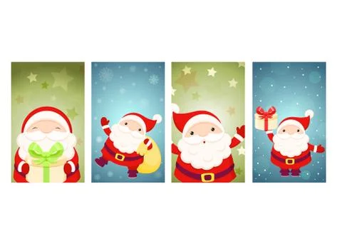 Set of vector Christmas gift tag, card, badge with Santa Claus Stock Illustration