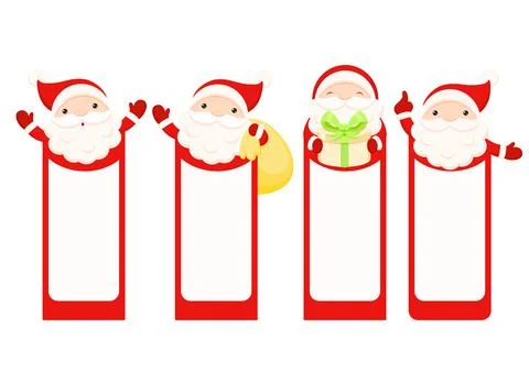 Set of vector Christmas gift tag, card, badge, sticker with Santa Claus Stock Illustration