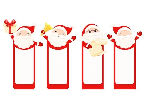 Set of vector Christmas gift tag, card, badge, sticker with Santa Claus Stock Illustration