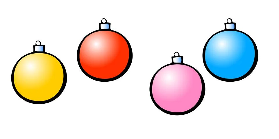 Set of Vector Christmas multicolor tree balls. Elements of New year and xmas  Illustrazione stock