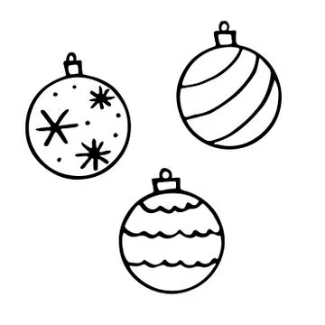 Set of Vector Christmas outline tree balls. Elements of New year and xmas des Illustrazione stock