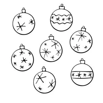 Set of Vector Christmas outline tree balls. Elements of New year and xmas des Illustrazione stock