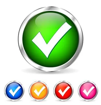 Set of vector chrome check	 Stock Illustration