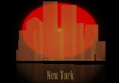 Set of vector cities silhouette Stock Illustration