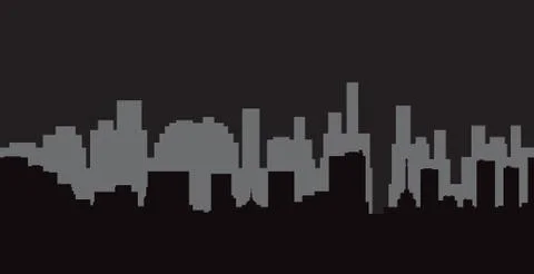 Set of vector cities silhouette Stock Illustration