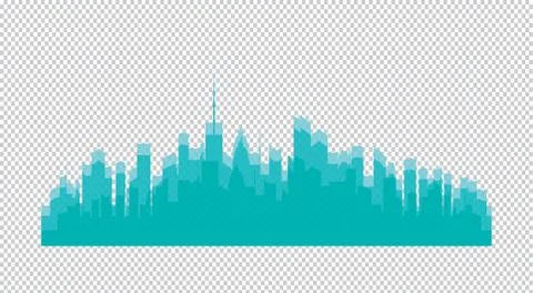 Set of vector cities silhouette Stock Illustration