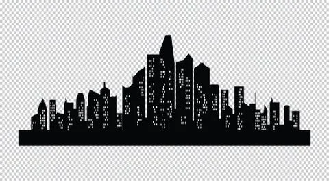 Set of vector cities silhouette Stock Illustration