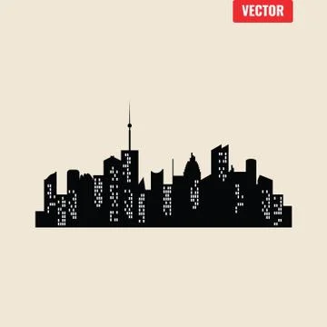 Set of vector cities silhouette Illustrazione stock