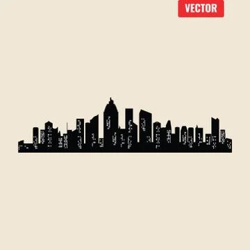 Set of vector cities silhouette Stock Illustration