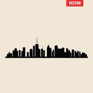 Set of vector cities silhouette Stock Illustration