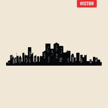 Set of vector cities silhouette Stock Illustration