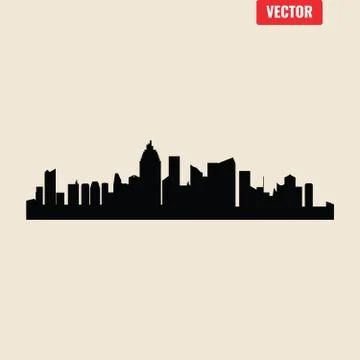 Set of vector cities silhouette Stock Illustration