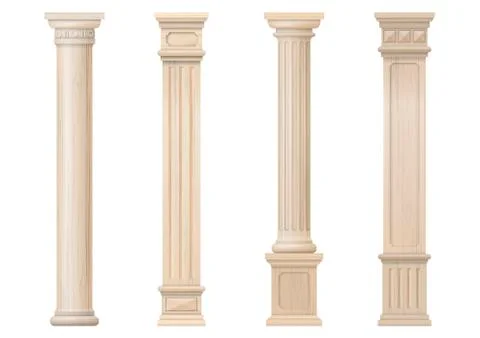 Set of vector classic wood columns Stock Illustration