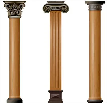 Set of vector classic wood columns Stock Illustration