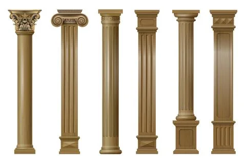 Set of vector classic wood columns Stock Illustration