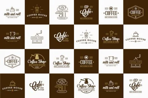 Set of Vector Coffee Elements and Coffee Accessories Illustration can be used Stock Illustration