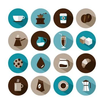 Set of vector coffee icons Stock Illustration