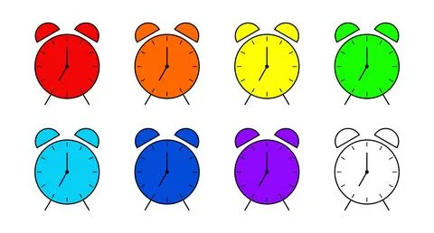Set of vector color alarms, isolated on the white background Stock Illustration