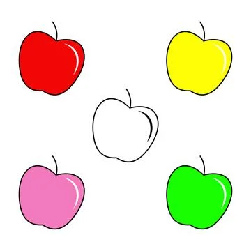 Set of vector color apples, isolated on the white background Stock Illustration