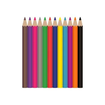 Set of vector colored pencils on white background Stock Illustration