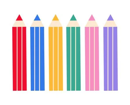Set of vector colored pencils on white background Stock Illustration
