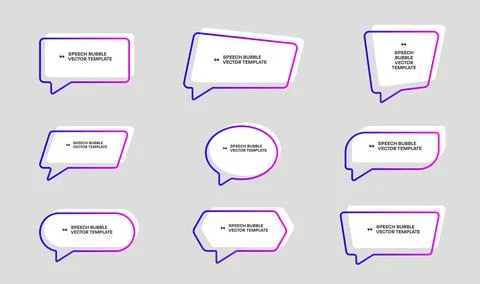 Set of vector colored speech bubbles with outline. Stock Illustration