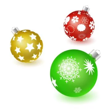 Set of vector colorful christmas tree balls with snowflake patterns 스톡 일러스트