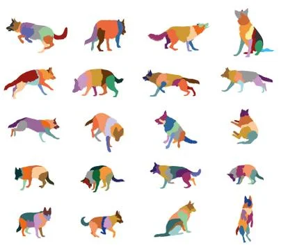 Set of vector colorful dogs Illustrazione stock