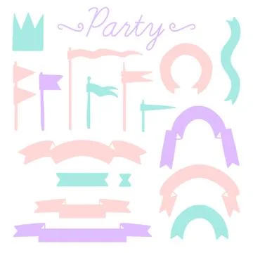 Set of vector colorful elements for party and Birthday Stock Illustration